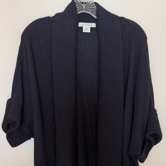 Liz Claiborne Navy Open Front Cardigan XLT Heavyweight Knit Sweater - Picture 2 of 13
